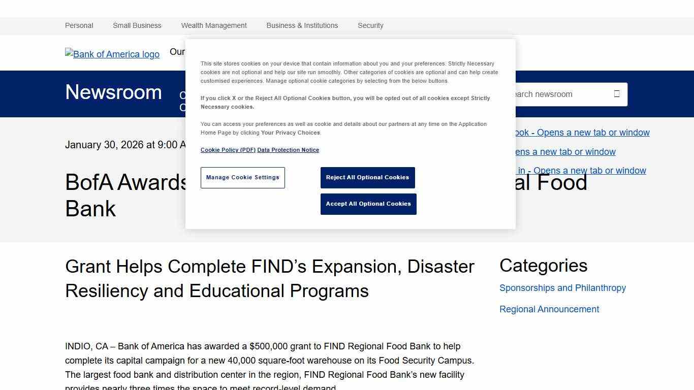 BofA Awards $500,000 Grant to FIND Regional Food Bank Press Releases Newsroom Bank of America
